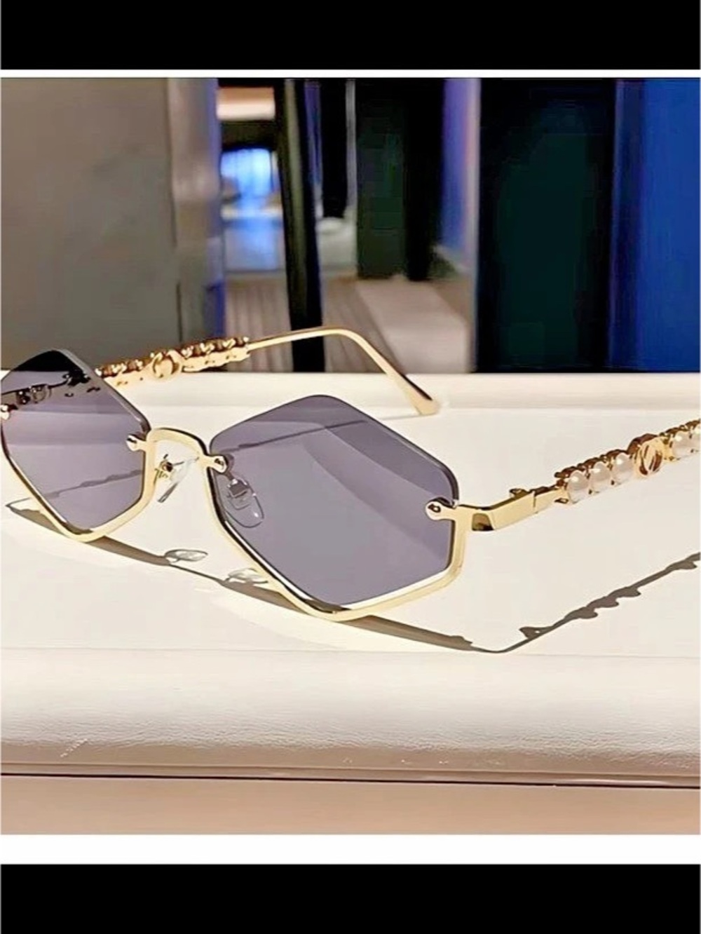 Gold Gray Frame Sunglasses Like New